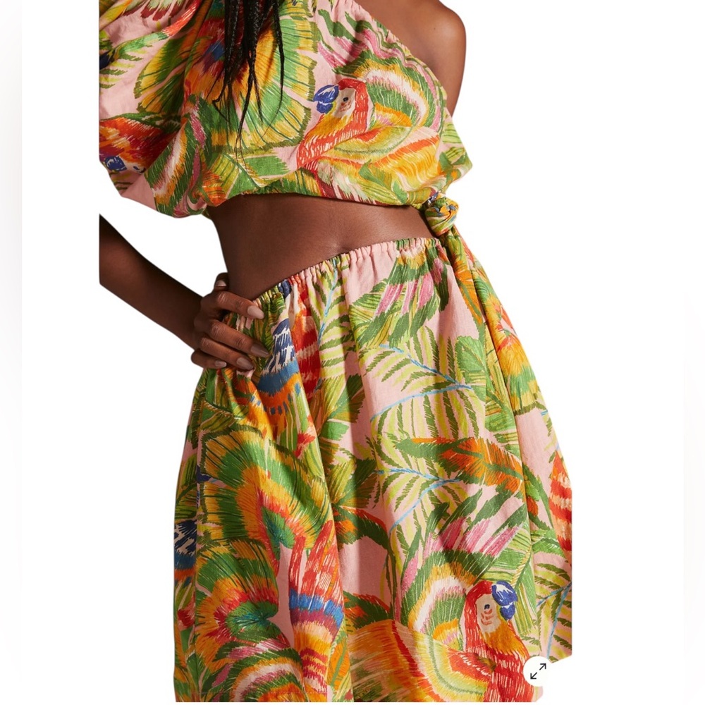 FARM RIO Macaw Leaves Mini Dress, Size M. - Picture 4 of 11